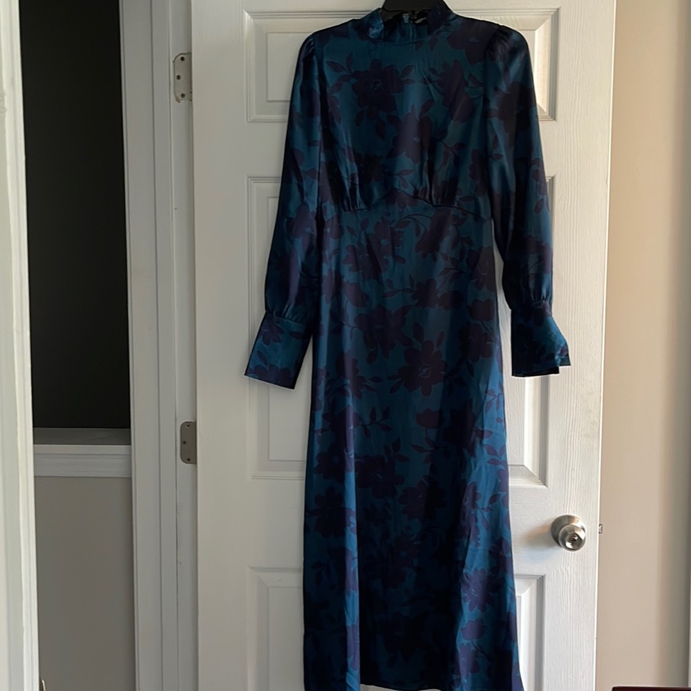 Nasty Gal teal floral maxi dress